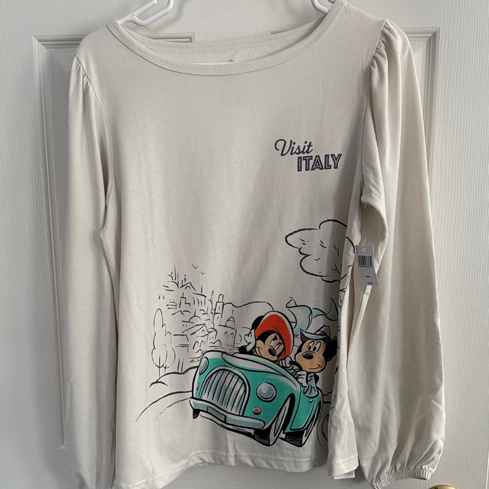 Disney Cream Long Sleeve Tee with Mickey and Minnie